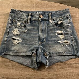 High Waisted AE Distressed Denim Shorts